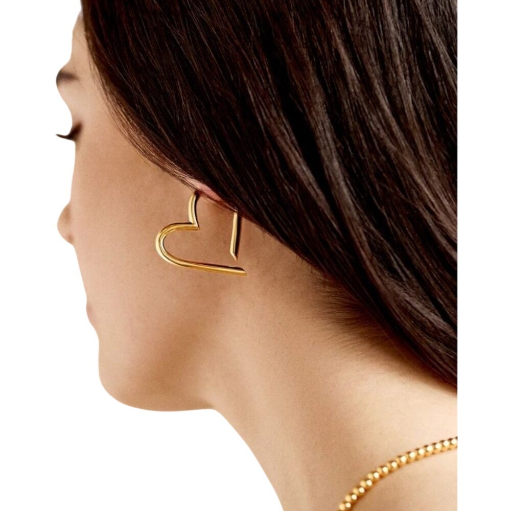 Baublebar Heart Hoop Earrings Gold Tone Statement Bold‎ Romantic Trendy